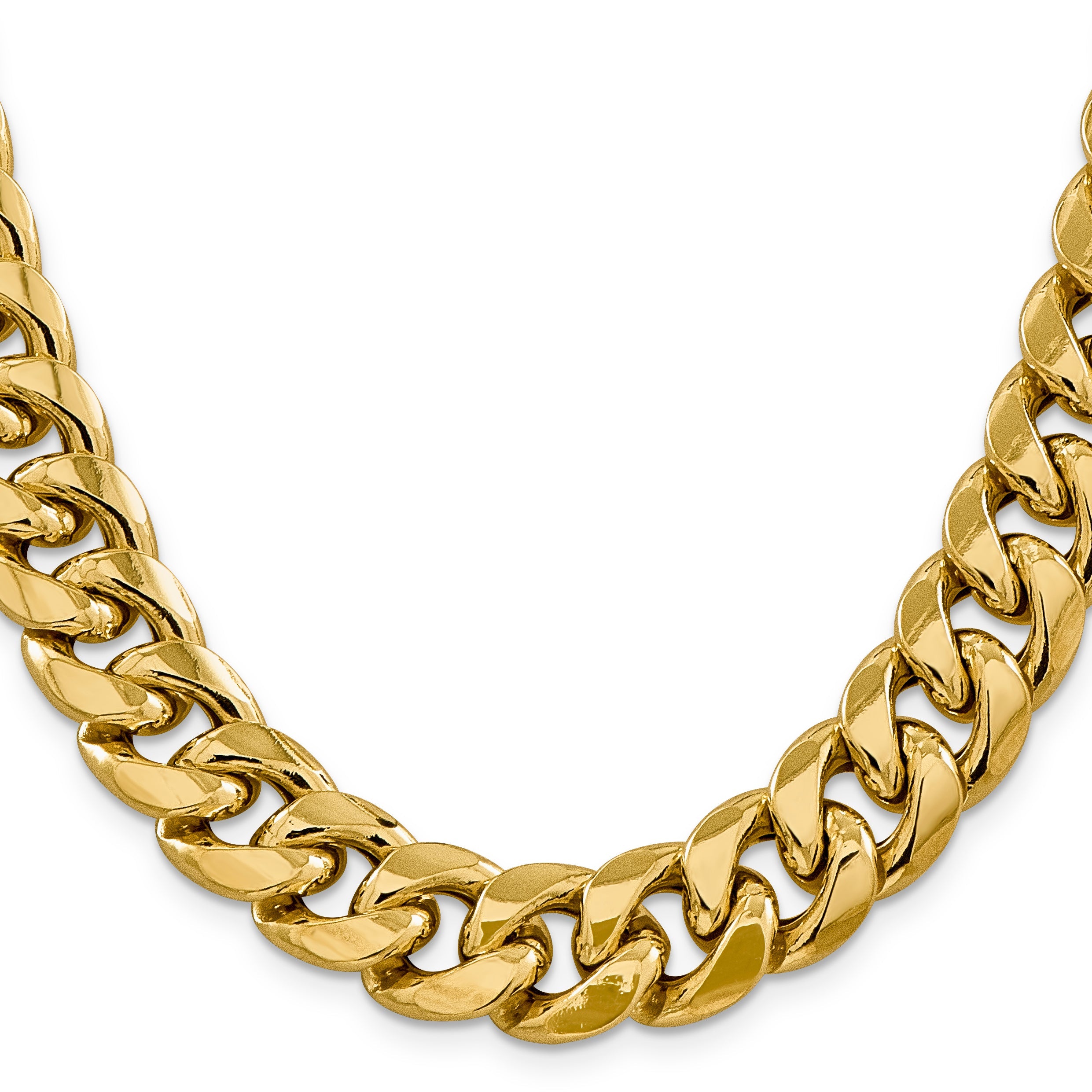 14K Yellow Gold 24 Inch 15mm Semi-Solid Miami Cuban With Lobster Clasp Chain Necklace