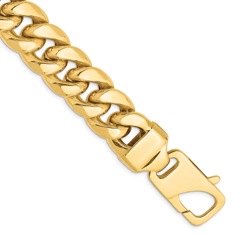 14K Yellow Gold 8 Inch 15mm Semi-Solid Miami Cuban With Lobster Clasp Bracelet