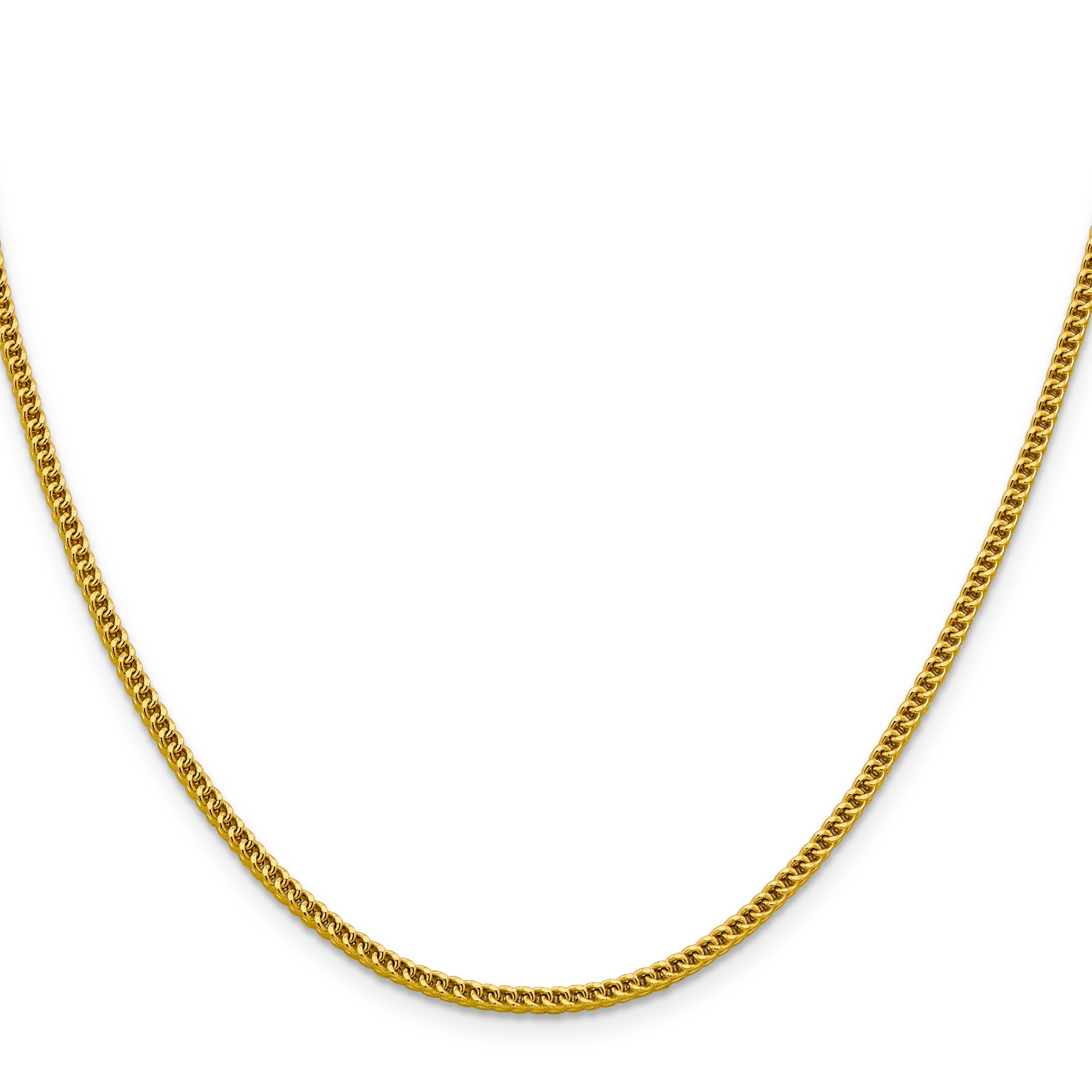 14K Yellow Gold 26 Inch 2.2mm Semi-Solid Franco With Lobster Clasp Chain Necklace