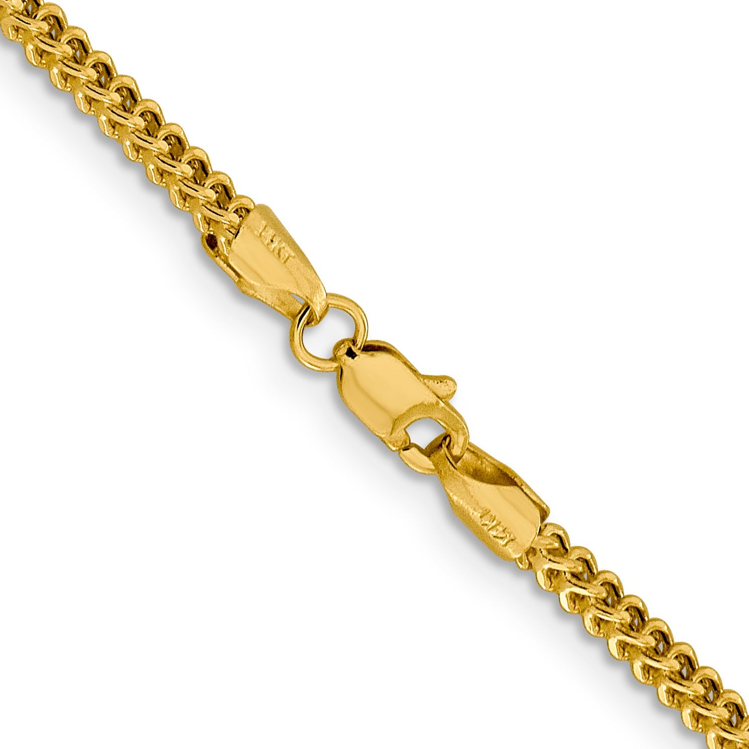 14K Yellow Gold 26 Inch 2.2mm Semi-Solid Franco With Lobster Clasp Chain Necklace