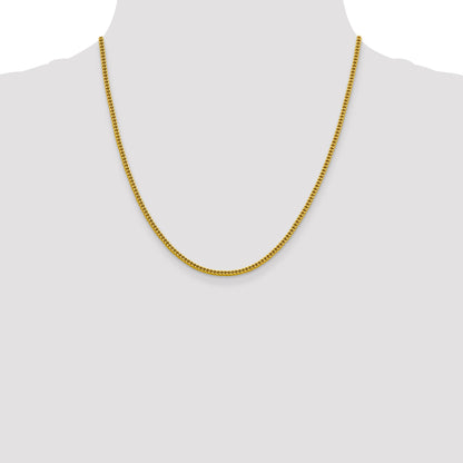 14K Yellow Gold 20 Inch 2.2mm Semi-Solid Franco With Lobster Clasp Chain Necklace