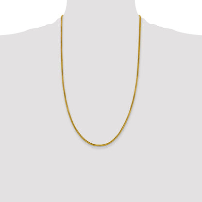 14K Yellow Gold 26 Inch 2.2mm Semi-Solid Franco With Lobster Clasp Chain Necklace