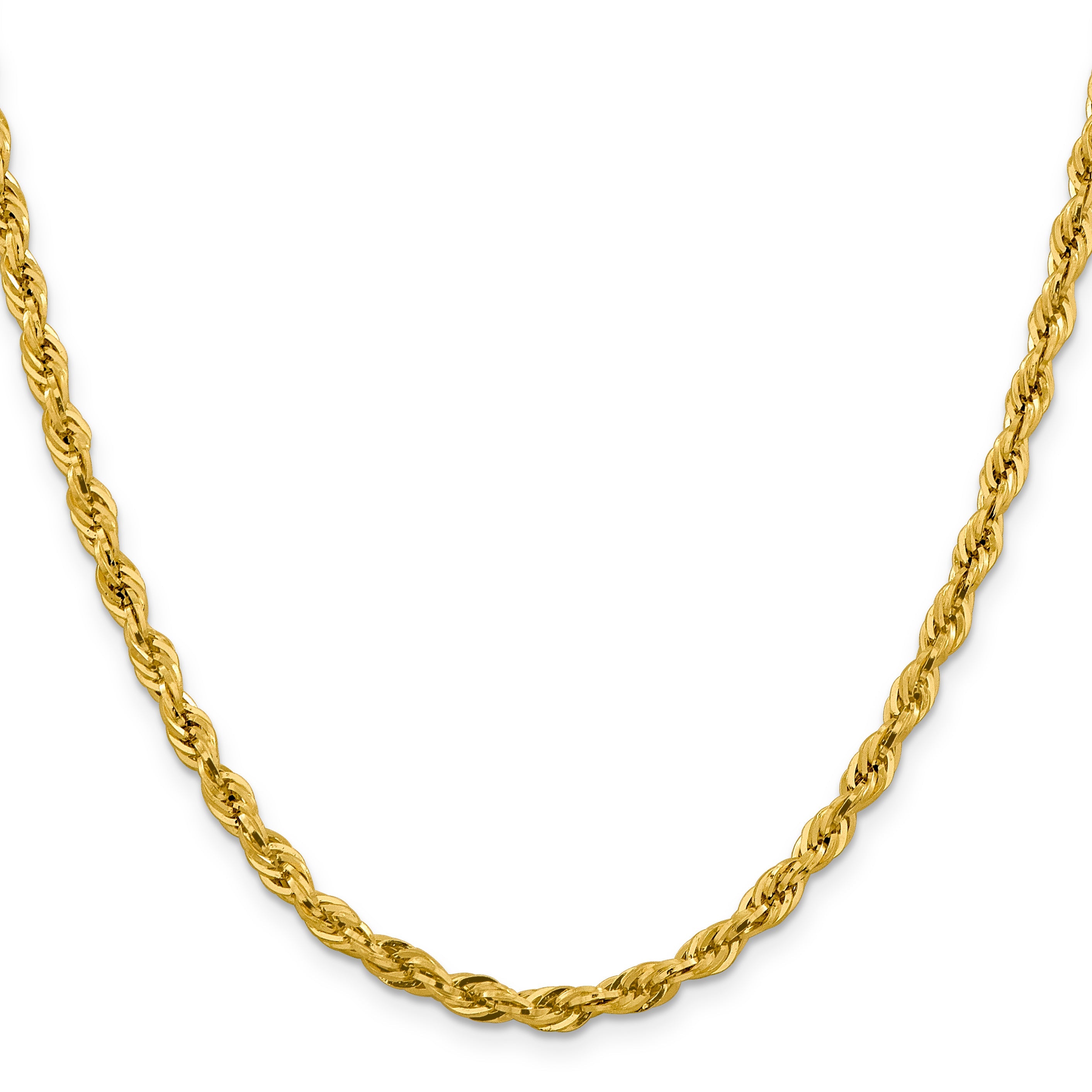 14K Yellow Gold 18 Inch 4.25mm Semi Solid Rope With Lobster Clasp Chain Necklace