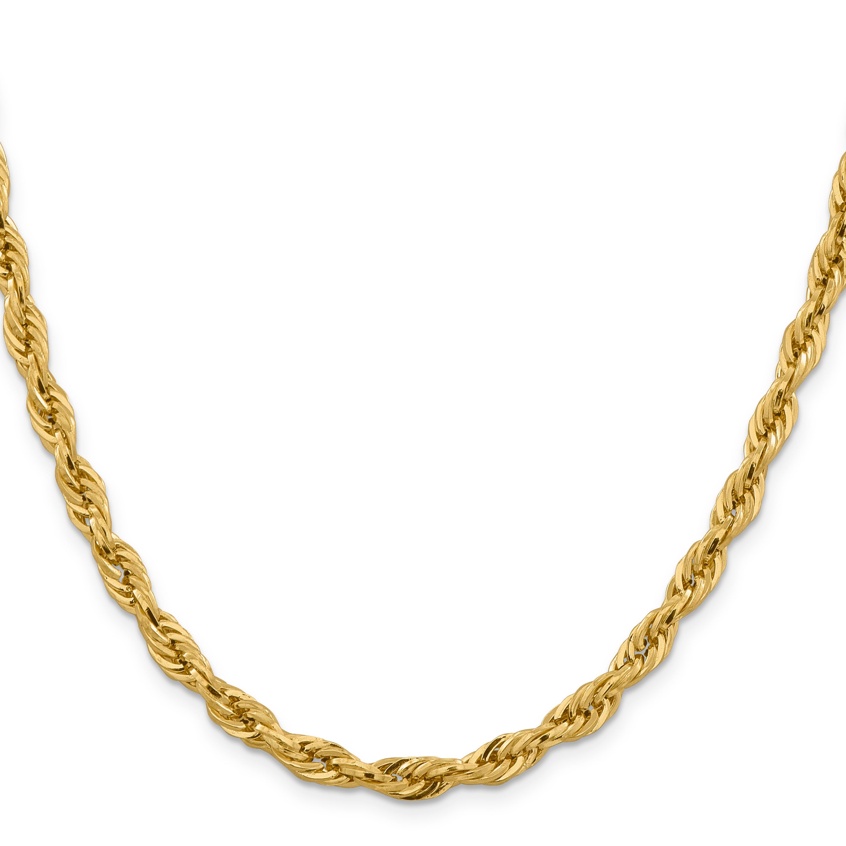 14K Yellow Gold 16 Inch 5.4mm Semi Solid Rope With Lobster Clasp Chain Necklace