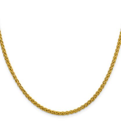 14K Yellow Gold 22 Inch 3.45mm Semi-Solid Wheat With Lobster Clasp Chain Necklace