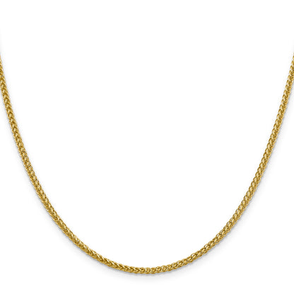 14K Yellow Gold 24 Inch 2.35mm Semi-Solid 3-Wire Wheat With Lobster Clasp Chain Necklace