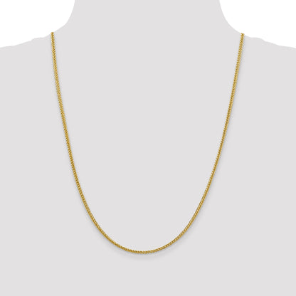 14K Yellow Gold 24 Inch 2.35mm Semi-Solid 3-Wire Wheat With Lobster Clasp Chain Necklace