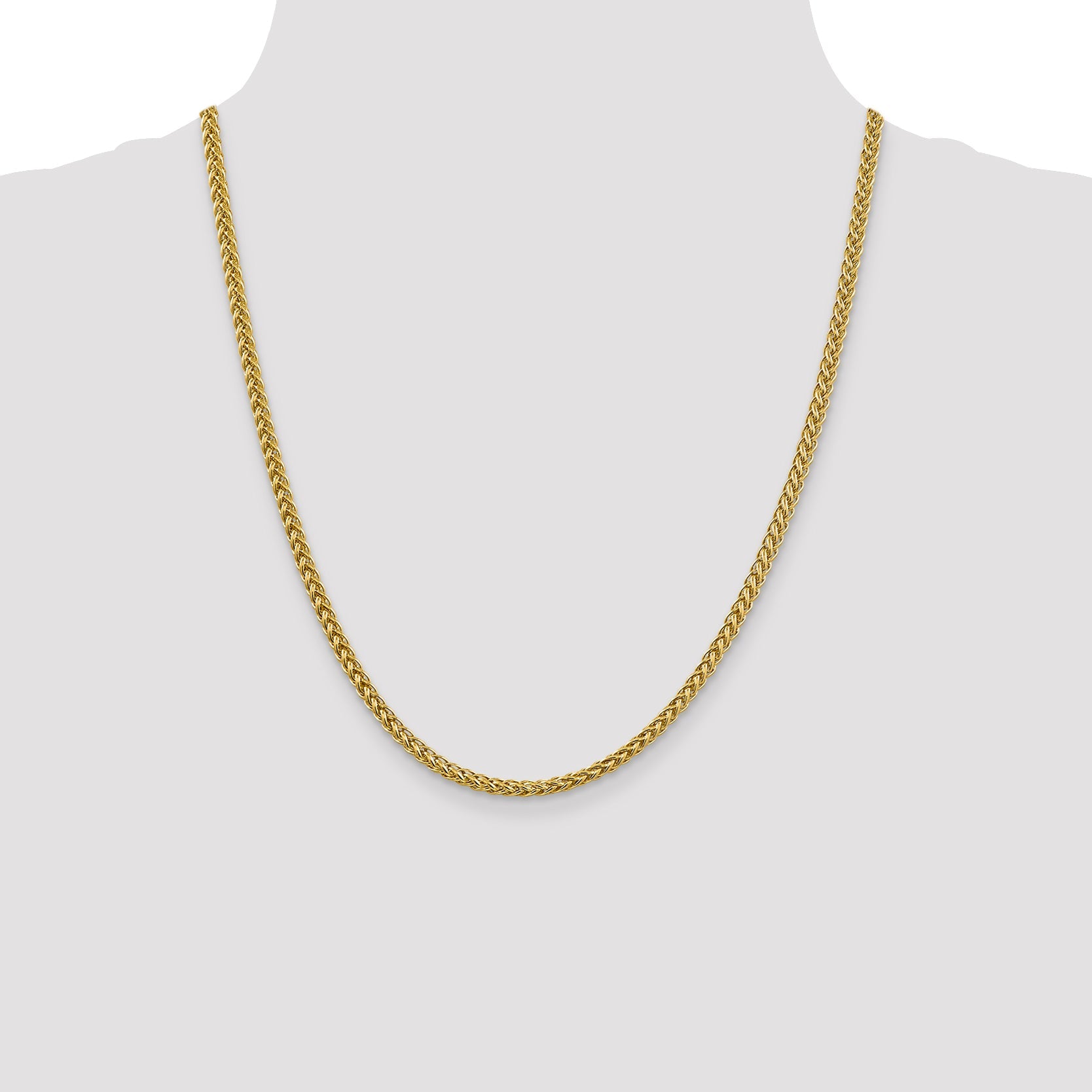 22 Inch 14K 20 4.3mm Semi-Solid 3-Wire Wheat With Lobster Clasp Chain Necklace