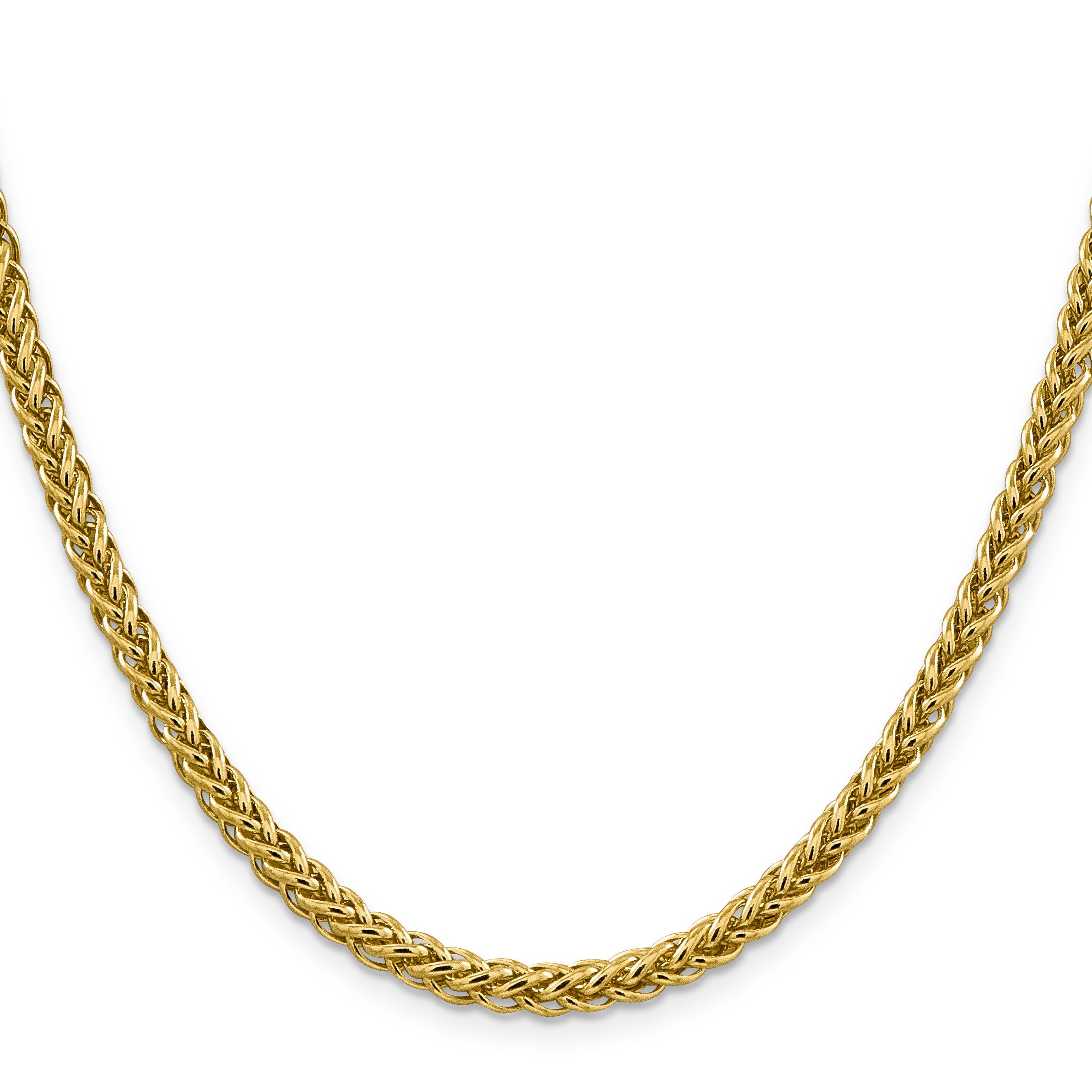 22 Inch 14K 20 4.65mm Semi-Solid 3-Wire Wheat With Lobster Clasp Chain Necklace