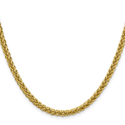 22 Inch 14K 20 4.65mm Semi-Solid 3-Wire Wheat With Lobster Clasp Chain Necklace
