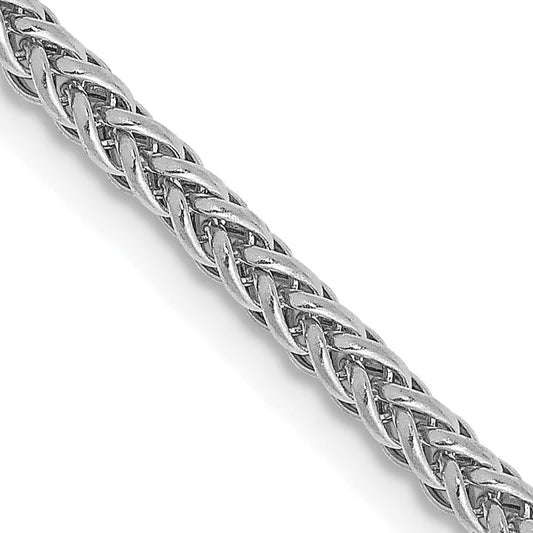 14K White Gold 20 Inch 2.35mm Semi-Solid 3-Wire Wheat With Lobster Clasp Chain Necklace