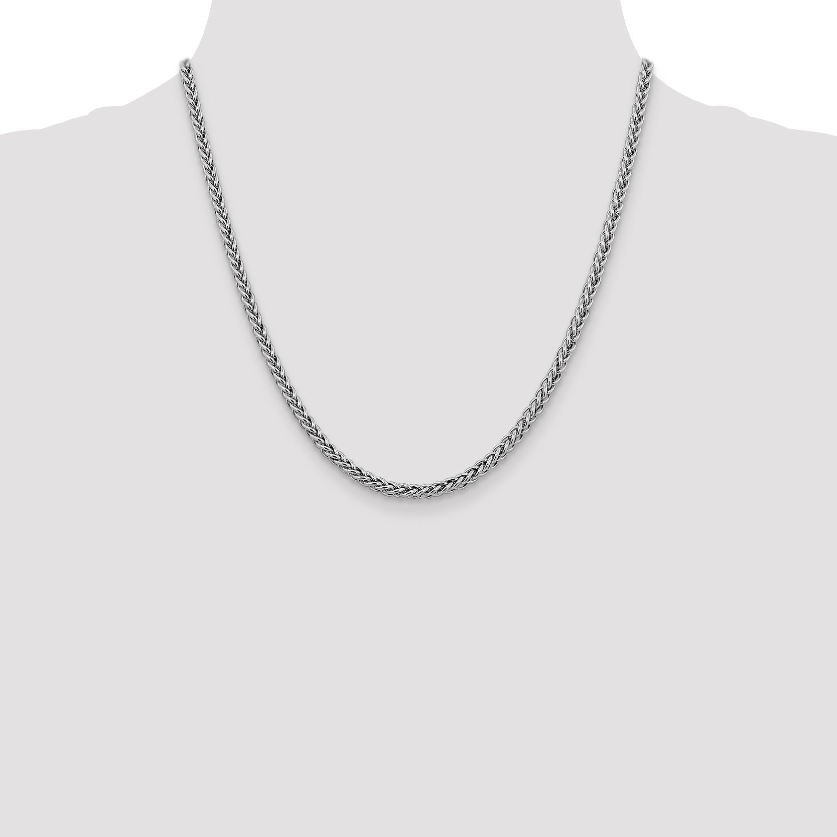 20 Inch 14K White Gold 18 4.3mm Semi-Solid 3-Wire Wheat With Lobster Clasp Chain Necklace