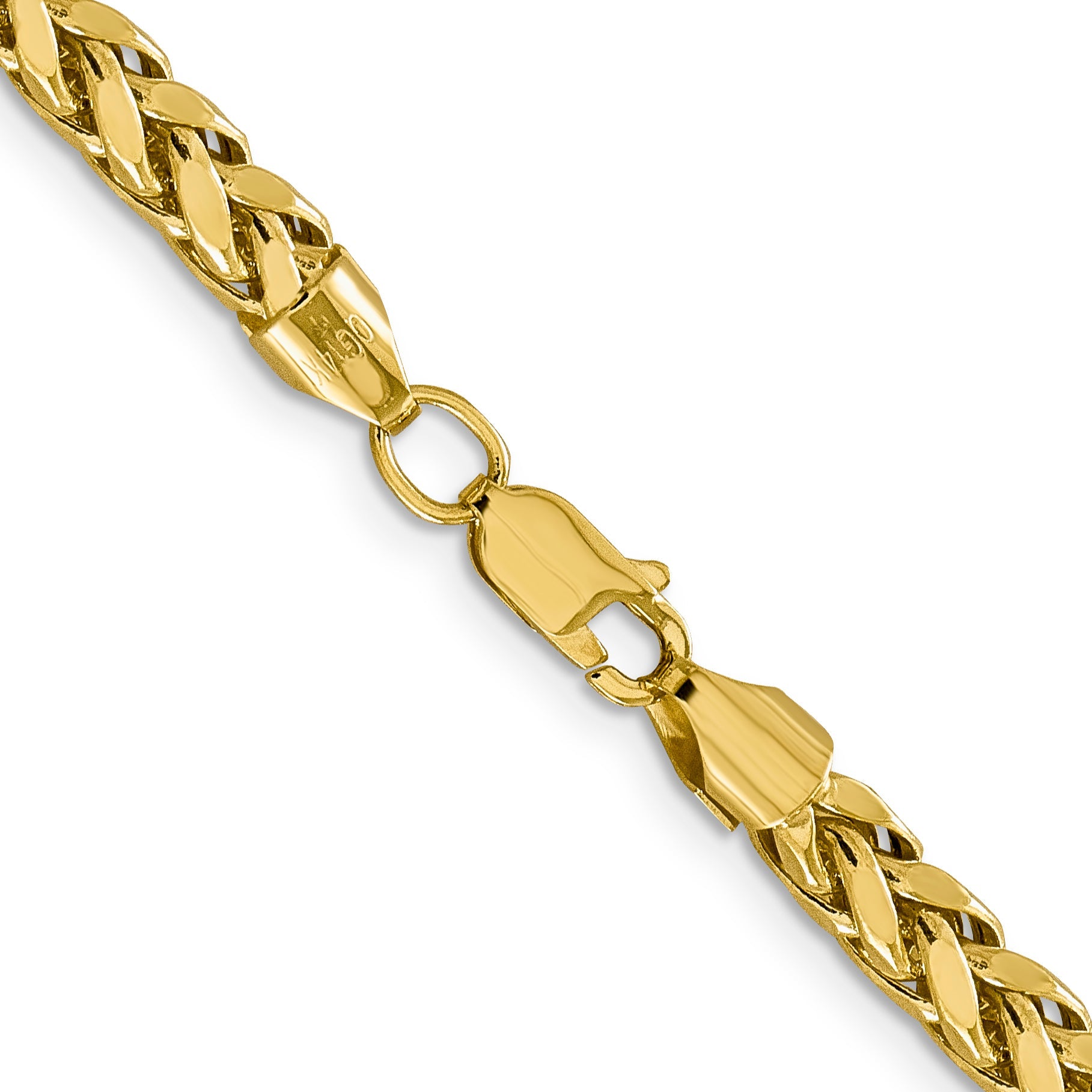14K Yellow Gold 26 Inch 5mm Semi-Solid Diamond-Cut Wheat With Lobster Clasp Chain Necklace