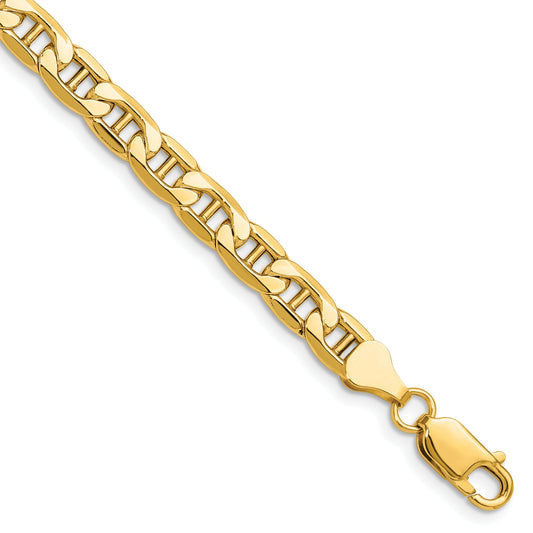8 Inch 14K Yellow Gold 6.25mm Semi-Solid Anchor Chain Bracelet