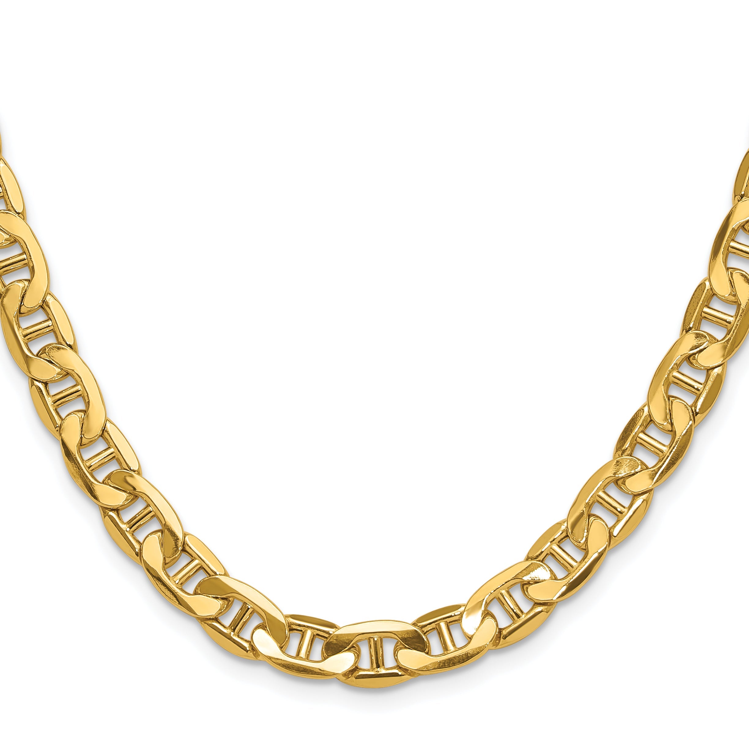 2 Inch 14K Yellow Gold 7.0mm Semi-Solid Anchor Chain Necklace