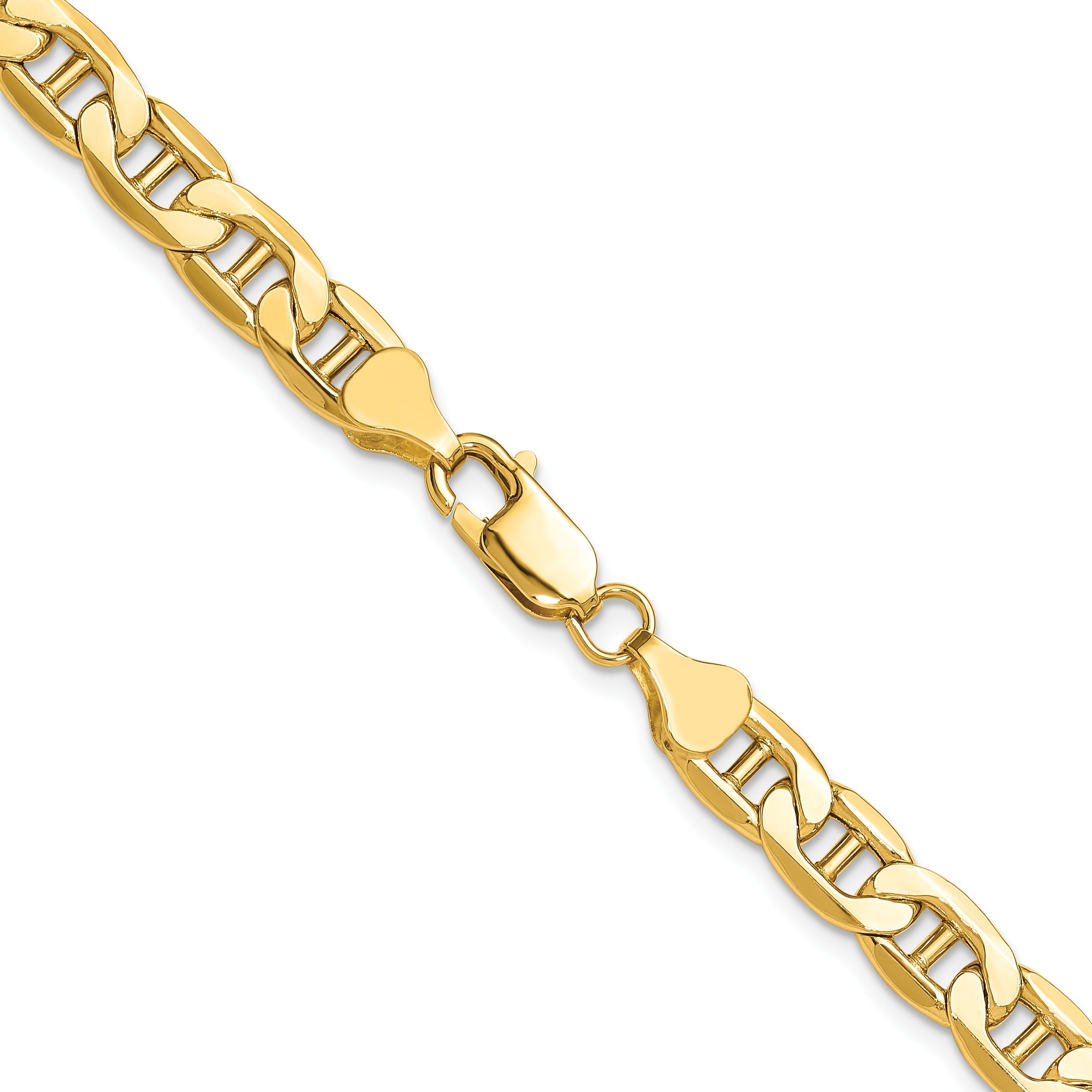 2 Inch 14K Yellow Gold 7.0mm Semi-Solid Anchor Chain Necklace