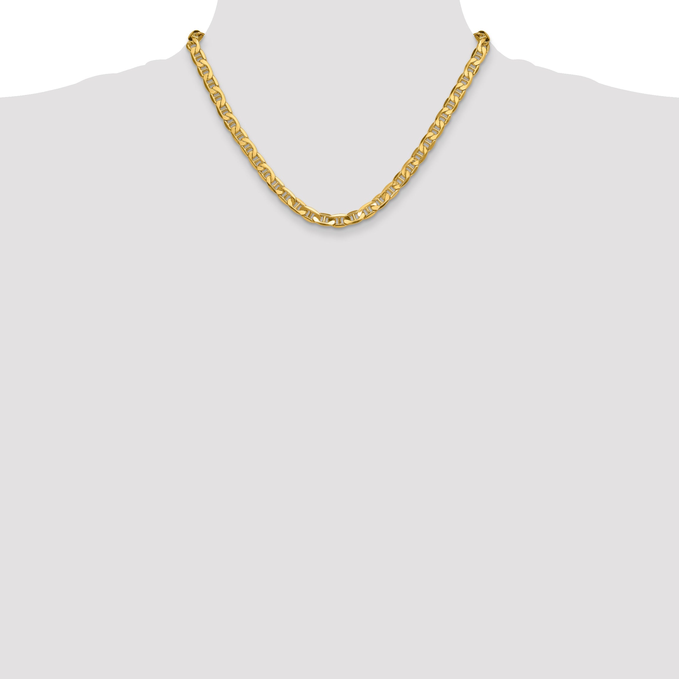 18 Inch 14K Yellow Gold 7.0mm Semi-Solid Anchor Chain Necklace