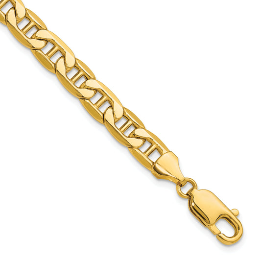 9 Inch 14K Yellow Gold 7.0mm Semi-Solid Anchor Chain Bracelet