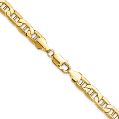 22 Inch 14K Yellow Gold 8.25mm Semi-Solid Anchor Chain Necklace