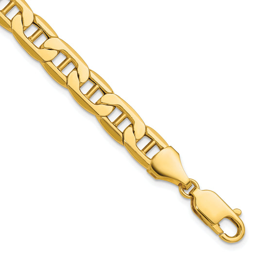 8 Inch 14K Yellow Gold 8.25mm Semi-Solid Anchor Chain Bracelet