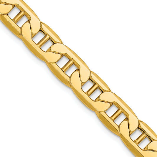 22 Inch 14K Yellow Gold 8.25mm Semi-Solid Anchor Chain Necklace