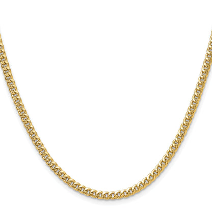 2 Inch 14K Yellow Gold 3.5mm Semi-Solid Miami Cuban Chain Necklace