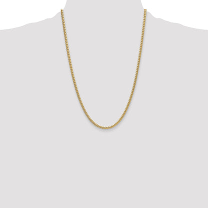 24 Inch 14K Yellow Gold 3.5mm Semi-Solid Miami Cuban Chain Necklace
