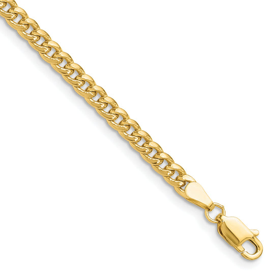 14K Yellow Gold 3.5mm Semi-Solid Miami Cuban Chain