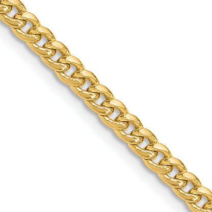 2 Inch 14K Yellow Gold 3.5mm Semi-Solid Miami Cuban Chain Necklace