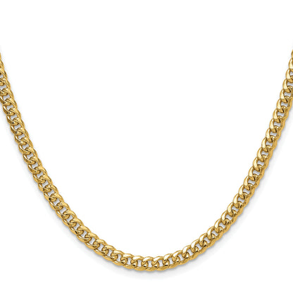 2 Inch 14K Yellow Gold 4.5mm Semi-Solid Miami Cuban Chain Necklace