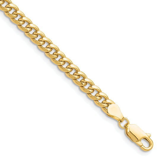 14K Yellow Gold 4.5mm Semi-Solid Miami Cuban Chain