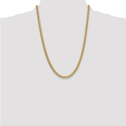 24 Inch 14K Yellow Gold 5.25mm Semi-Solid Miami Cuban Chain Necklace