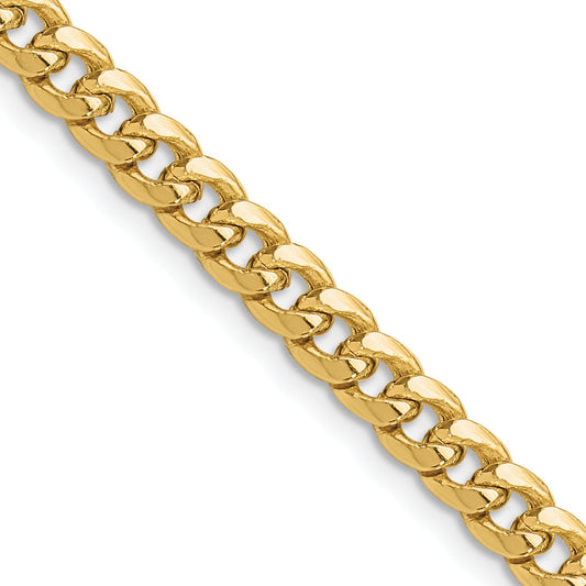 14K Yellow Gold 5.25mm Semi-Solid Miami Cuban Chain