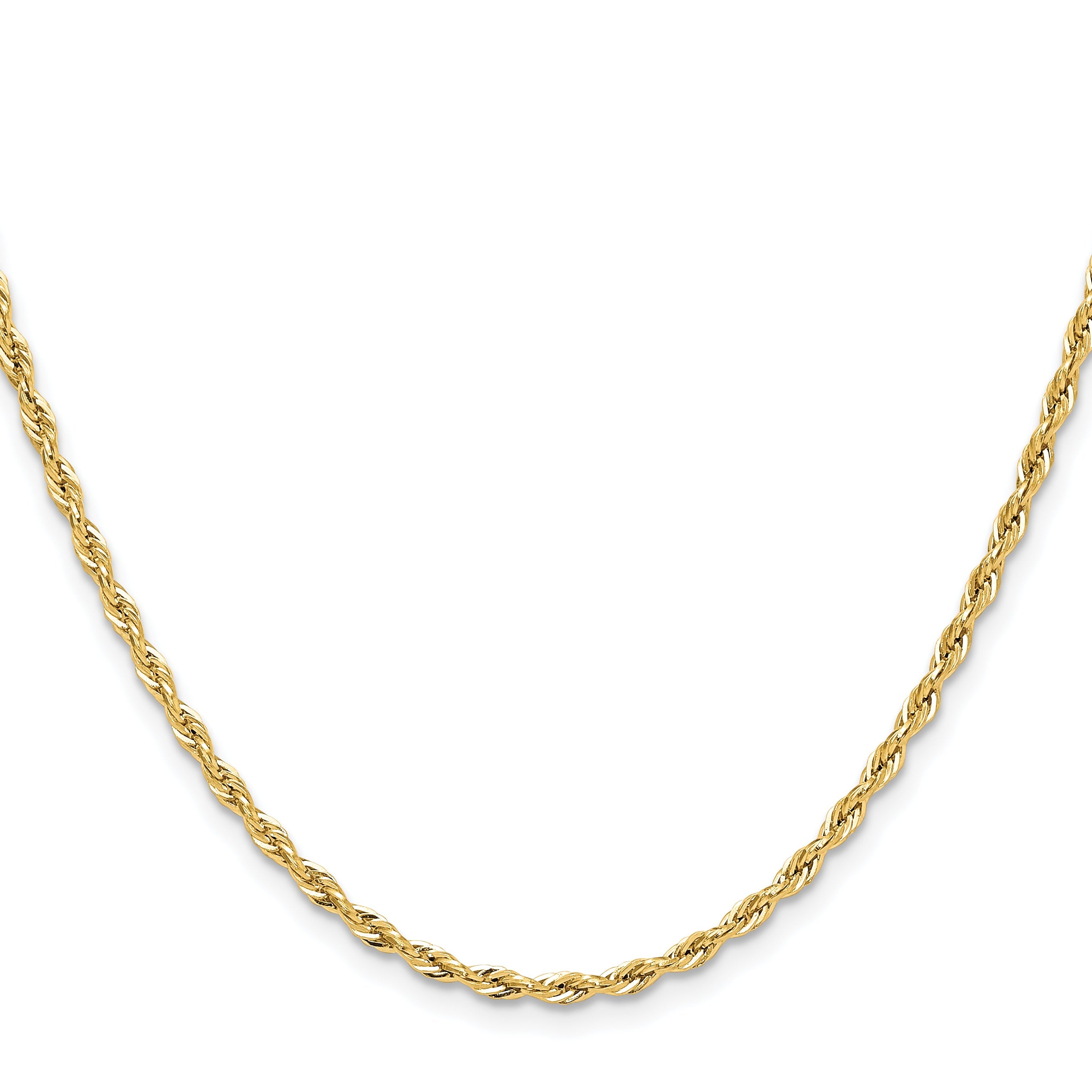 28 Inch 14Ky 2.5mm Semi-Solid Rope Chain Necklace