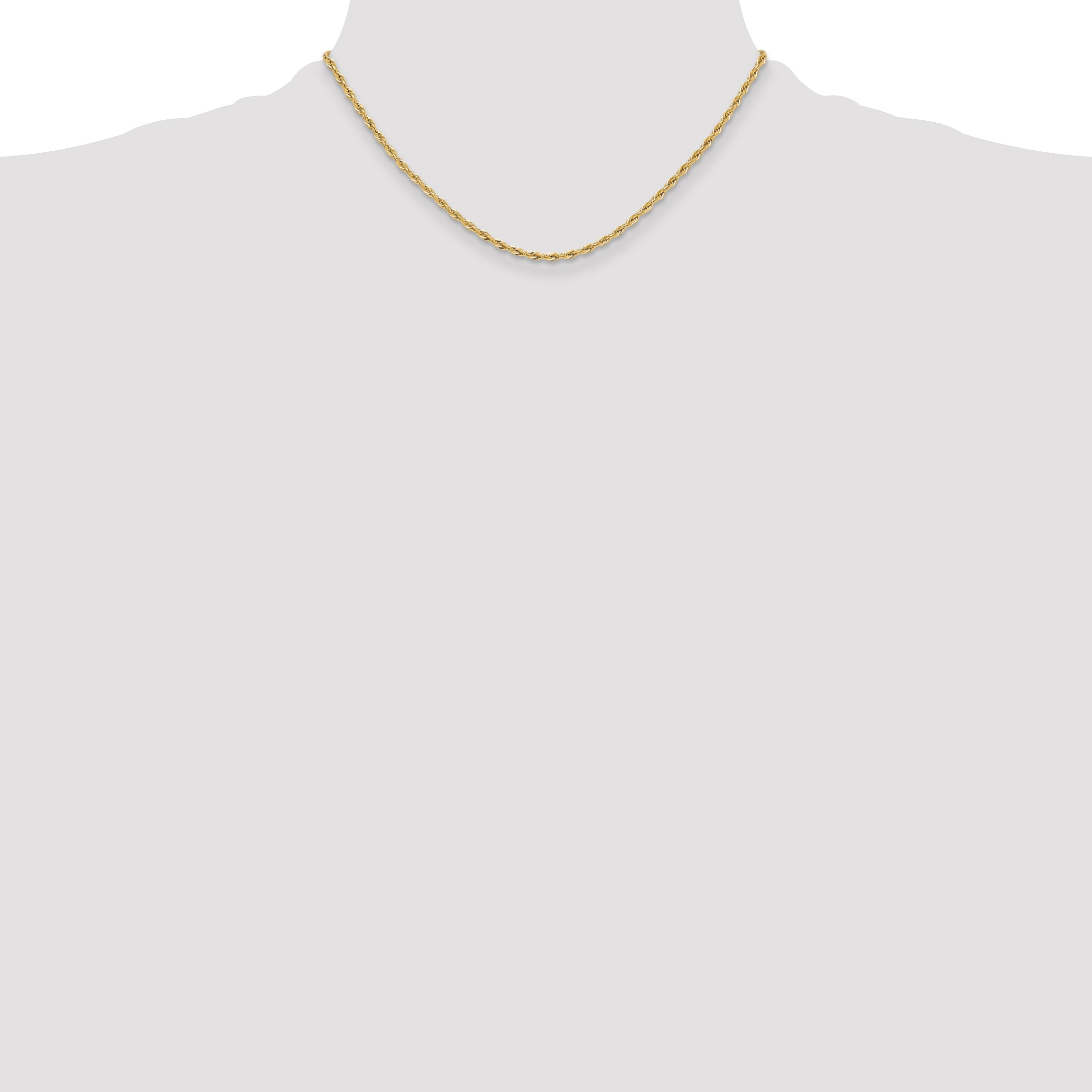 16 Inch 14Ky 2.5mm Semi-Solid Rope Chain Necklace