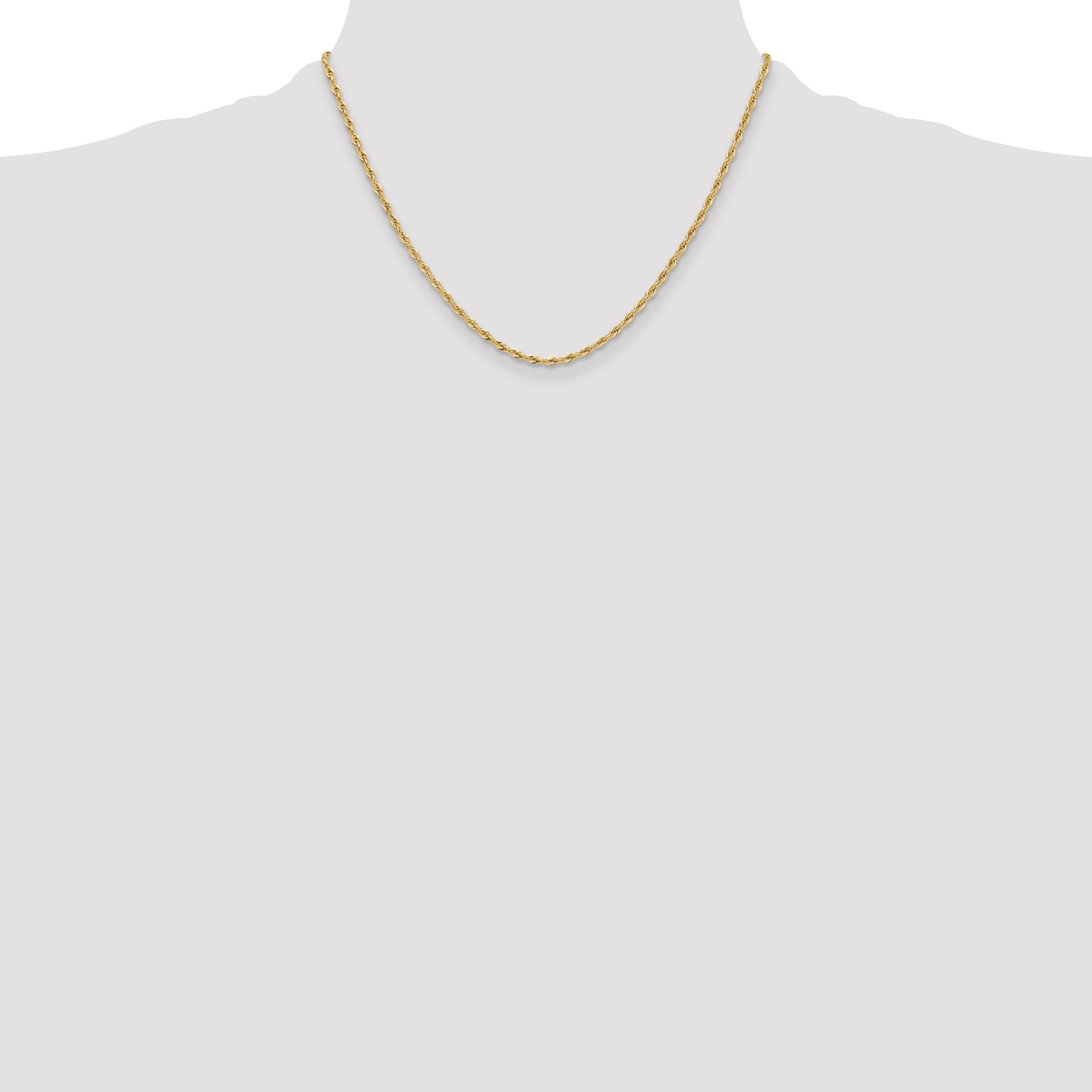 18 Inch 14Ky 2.5mm Semi-Solid Rope Chain Necklace