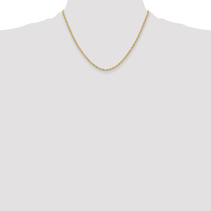 18 Inch 14Ky 2.5mm Semi-Solid Rope Chain Necklace