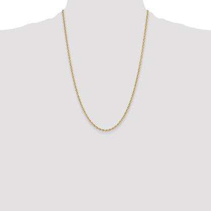 24 Inch 14Ky 2.5mm Semi-Solid Rope Chain Necklace