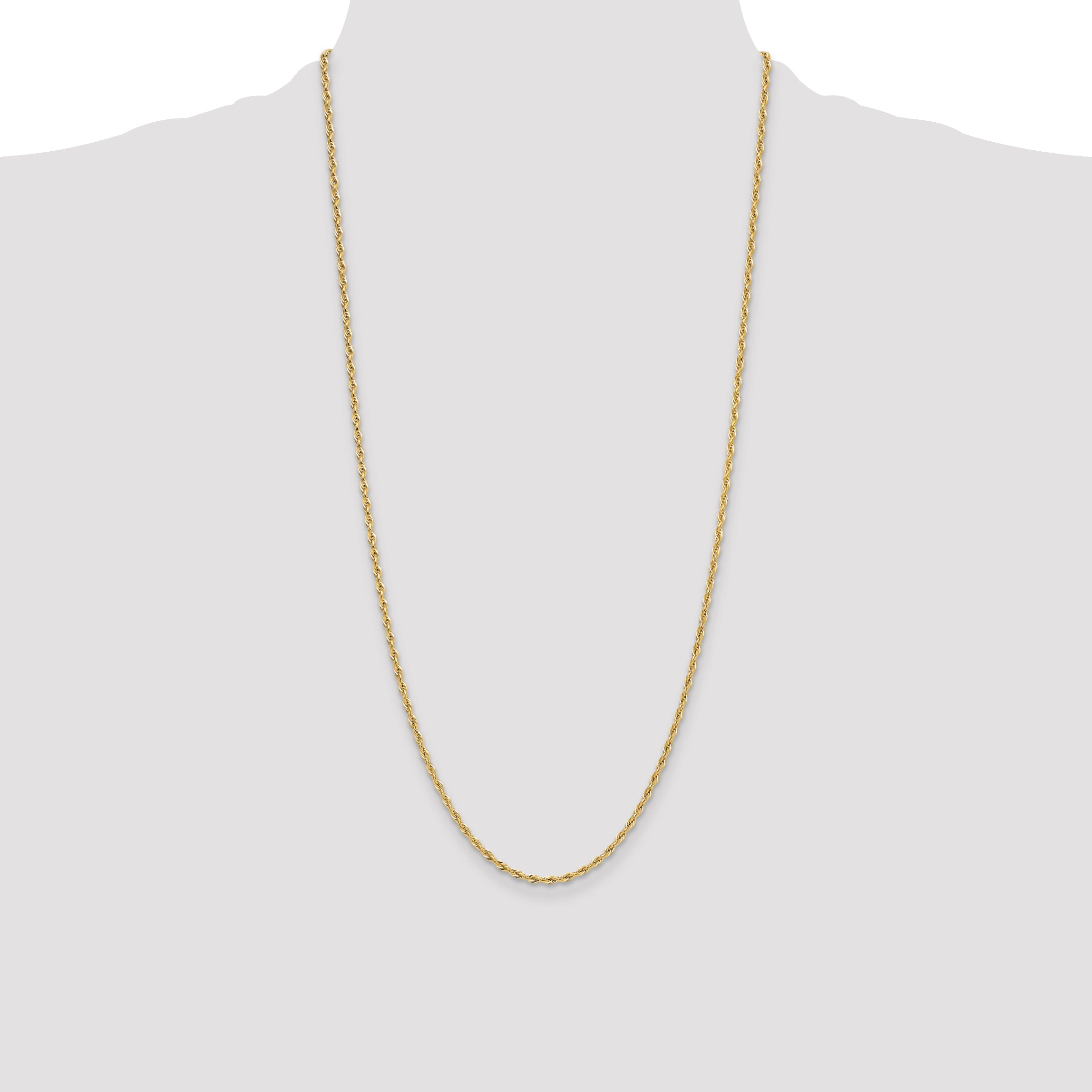 26 Inch 14Ky 2.5mm Semi-Solid Rope Chain Necklace