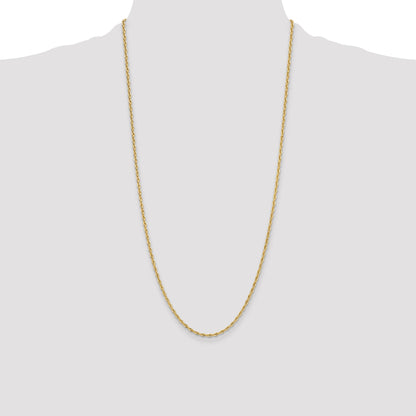26 Inch 14Ky 2.5mm Semi-Solid Rope Chain Necklace