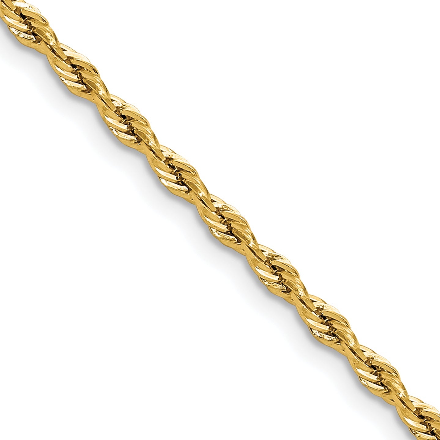 28 Inch 14Ky 2.5mm Semi-Solid Rope Chain Necklace