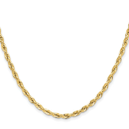 26 Inch 14Ky 3.5mm Semi-Solid Rope Chain Necklace