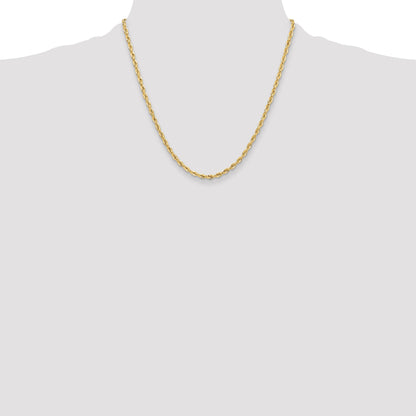20 Inch 14Ky 3.5mm Semi-Solid Rope Chain Necklace