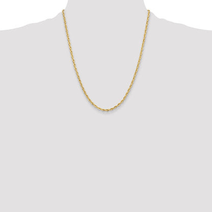 22 Inch 14Ky 3.5mm Semi-Solid Rope Chain Necklace