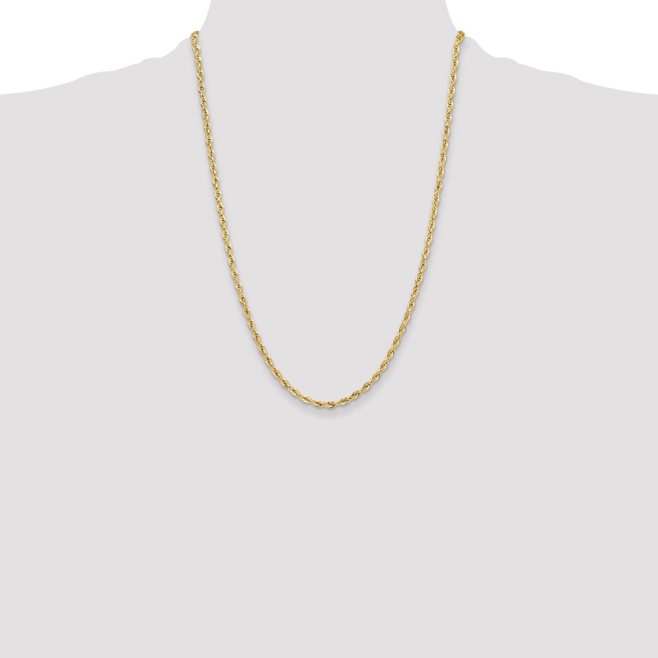 24 Inch 14Ky 3.5mm Semi-Solid Rope Chain Necklace