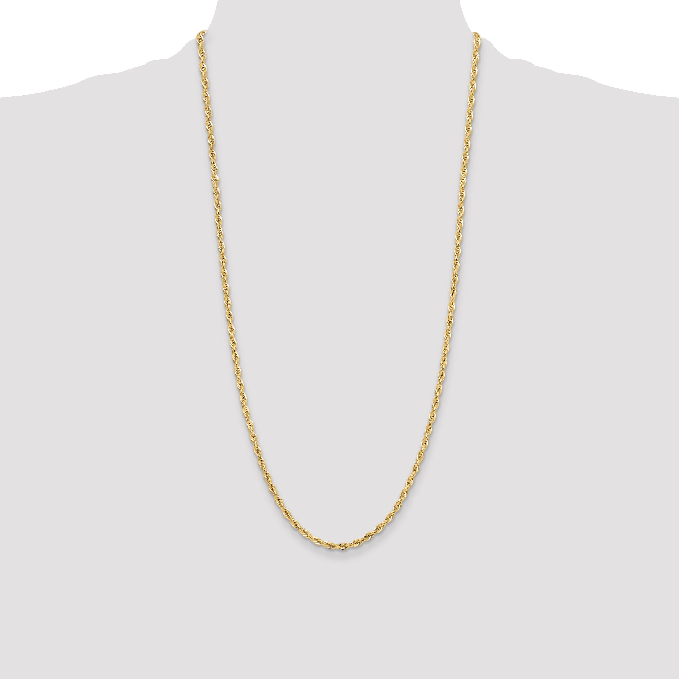 28 Inch 14Ky 3.5mm Semi-Solid Rope Chain Necklace