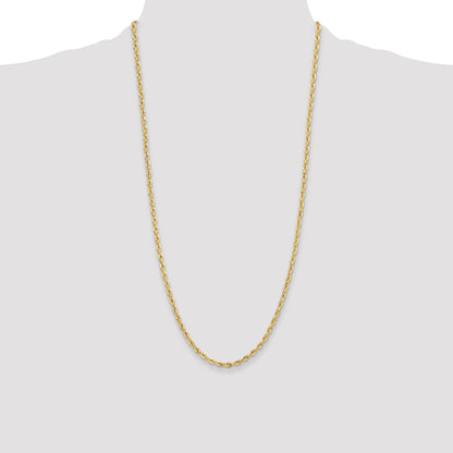 28 Inch 14Ky 3.5mm Semi-Solid Rope Chain Necklace