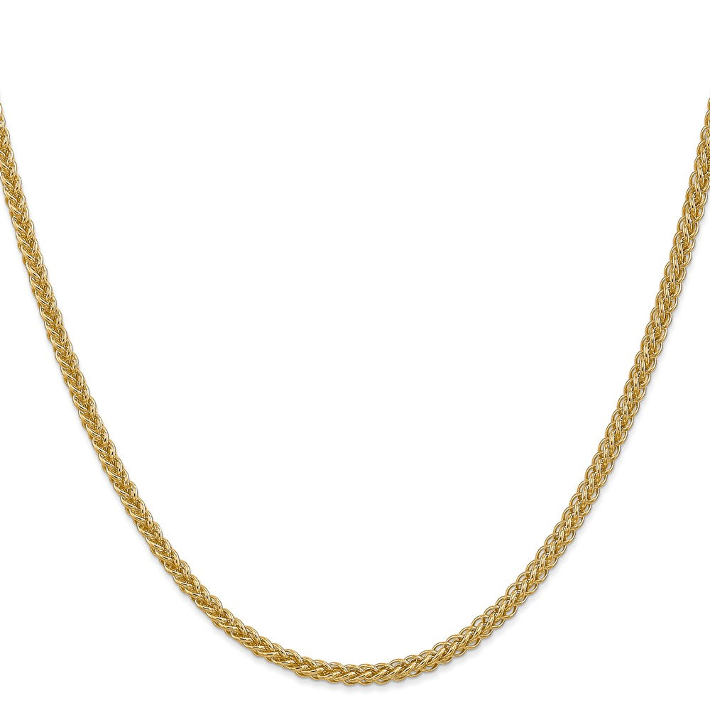 14K Yellow Gold 16 Inch 2.6mm Semi-Solid 3-Wire Wheat With Lobster Clasp Chain Necklace