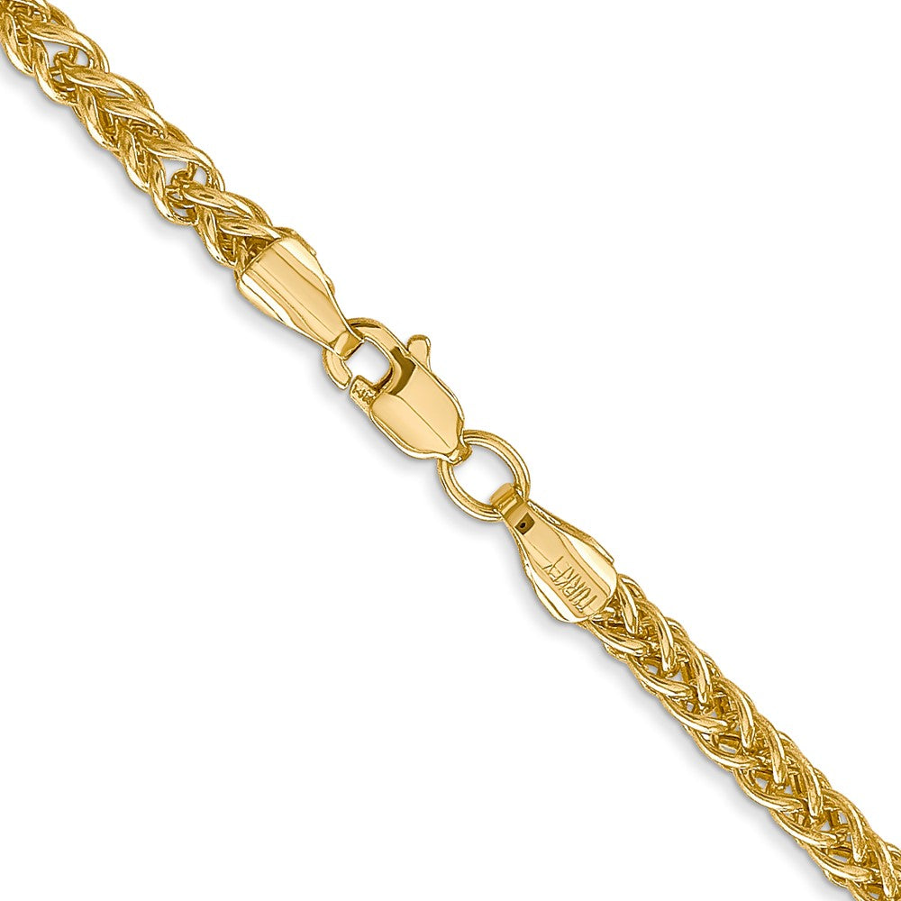 14K Yellow Gold 18 Inch 2.6mm Semi-Solid 3-Wire Wheat With Lobster Clasp Chain Necklace