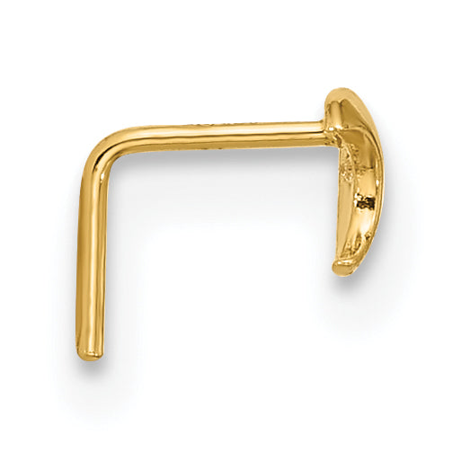 14K Yellow Gold 23 Gauge Cz Moon Nose Stud